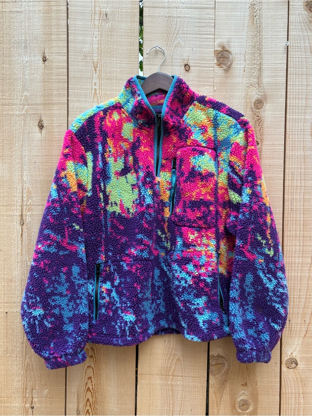 Multicolor Sherpa Fleece Quarter-Zip Jacket